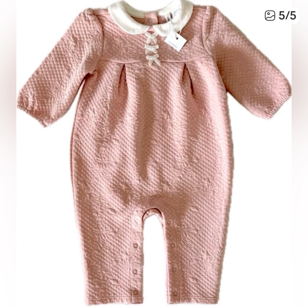 Janie and Jack Baby Girl Jacquard Quilted Romper - Picture 5 of 5